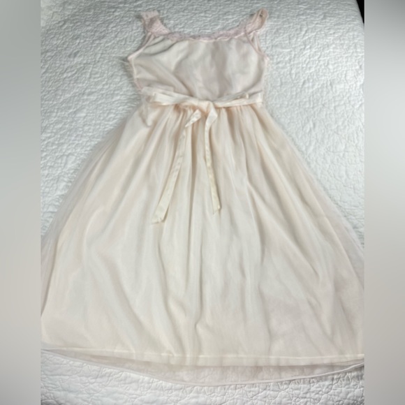 🔥Vintage 50s-60s Miss Siren Sheer Peach & Pink Midi Nightgown Lingerie Size S - Picture 8 of 12